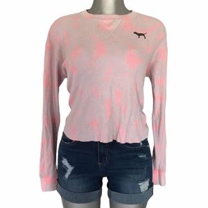 Y2K PINK Victoria’s Secret Waffle Knit Thermal Top Long Sleeve Layer Camo Small